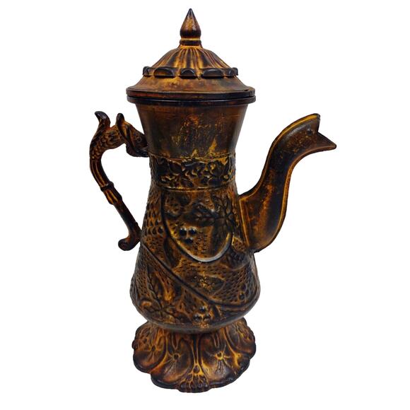 Vintage Style Heavy Metal Rusty Dragon Handled Pitcher 13" Kitchen Garden Atrium - Picture 1 of 11